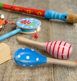 Relaxdays Relaxdays sambaballen set van 2 - voor kinderen - maracas - rammelaar - hout - roze/blauw