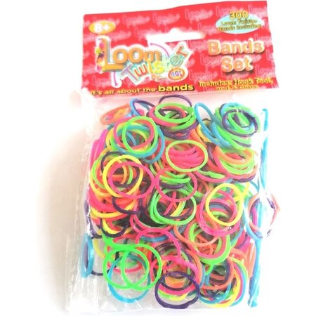 Loom Twister Loom Twister Loombandjes diverse kleuren Junior Rubber 300 loom bandjes