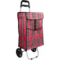 Benson Boodschappentrolley - rood/ruit - 92 x 34 x 27 cm - 40 liter