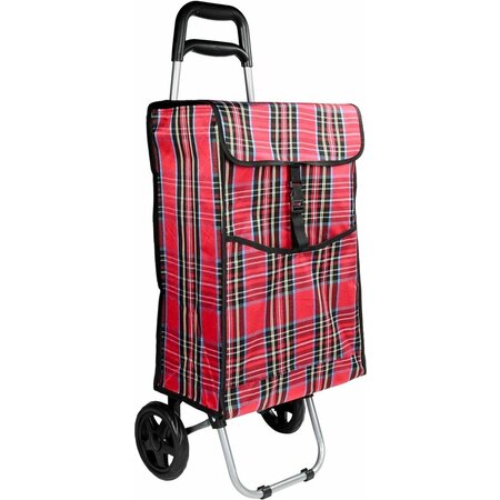 Benson Benson Boodschappentrolley - rood/ruit - 92 x 34 x 27 cm - 40 liter