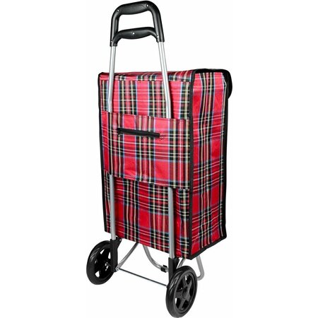 Benson Benson Boodschappentrolley - rood/ruit - 92 x 34 x 27 cm - 40 liter