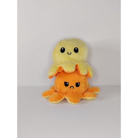 Merkloos Octopus knuffel - Octopus knuffel mood - octopus knuffel omkeerbaar - reversible - emotieknuffel - mood knuffel - Roze Rood - TikTok
