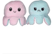 Octopus knuffel - Octopus knuffel mood - Octopus knuffel omkeerbaar - Reversible - Licht roze - Appelblauwzeegroen - TikTok