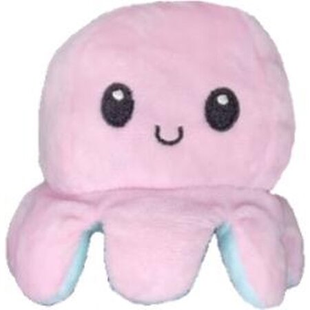 Merkloos Octopus knuffel - Octopus knuffel mood - Octopus knuffel omkeerbaar - Reversible - Licht roze - Appelblauwzeegroen - TikTok