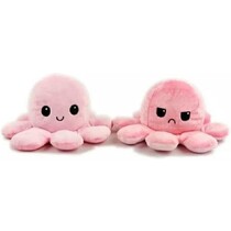 Octopus Knuffel - Mood Knuffel - Blij en Boos - Octopus Knuffel Omkeerbaar - Donker Roze - Roze - Inktvis Emotie Knuffel - Reversible Plush - Happy and Angry - Kawaii - Cute - Schattig - Zachte Knuffel