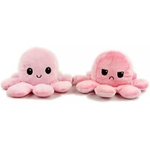 Octopus Knuffel - Mood Knuffel - Blij en Boos - Octopus Knuffel Omkeerbaar - Donker Roze - Roze - Inktvis Emotie Knuffel - Reversible Plush - Happy and Angry - Kawaii - Cute - Schattig - Zachte Knuffel