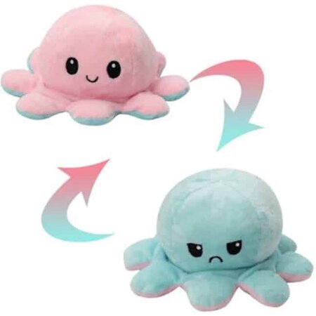 Merkloos Octopus mood knuffel - Emotie knuffel - Knuffel - Mood - Verwisselbaar emotie - Kleurenmix