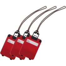 Pakket van 3x stuks kofferlabels rood 9,5 cm - Reiskoffer reisaccessoire