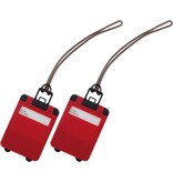 Merkloos Pakket van 2x stuks kofferlabels rood 9,5 cm - Reiskoffer reisaccessoire