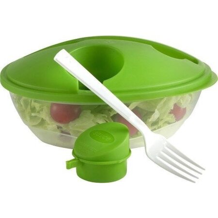 Banzaa Lunch box - Salade box - Slabak met vork en sausbakje - Salade to go - 1 liter - Wit