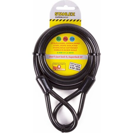 Stahlex Stahlex Staalkabel met Lussen - 1.5 meter x 8 mm - Geplastificeerd