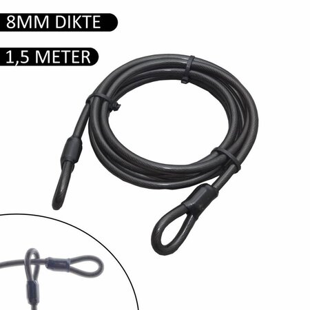 Stahlex Stahlex Staalkabel met Lussen - 1.5 meter x 8 mm - Geplastificeerd