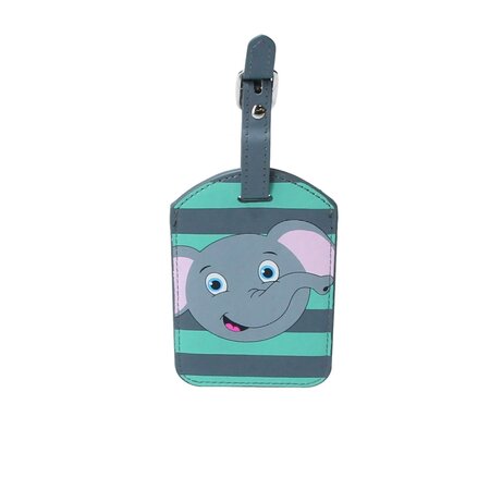 My Doodles Kofferlabel Olifant - Flexibele leren Bagage Label - Adreslabel voor Koffers, Tassen, Rugzakken