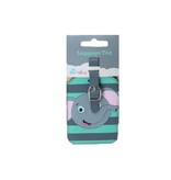 My Doodles Kofferlabel Olifant - Flexibele leren Bagage Label - Adreslabel voor Koffers, Tassen, Rugzakken