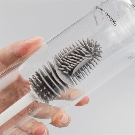 Merkloos Siliconen afwasborstel - Duurzame borstel voor lange glazen en flessen - Wit