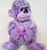 Paws Gorilla knuffel - met baby Gorilla - Aap - 30 cm - Paars