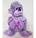 Paws Gorilla knuffel - met baby Gorilla - Aap - 30 cm - Paars