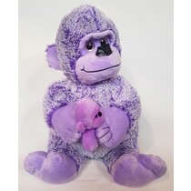 Gorilla knuffel - met baby Gorilla - Aap - 30 cm - Paars