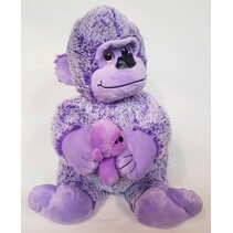 Gorilla knuffel - met baby Gorilla - Aap - 30 cm - Paars