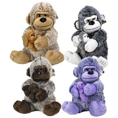 Paws Gorilla knuffel - met baby Gorilla - Aap - 30 cm - Paars