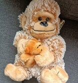 Paws Gorilla knuffel - met baby Gorilla - Aap - 30 cm - Lichtbruin