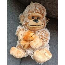 Gorilla knuffel - met baby Gorilla - Aap - 30 cm - Lichtbruin