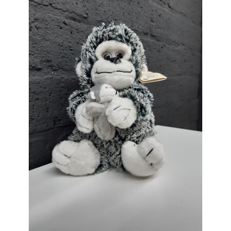 Paws Gorilla knuffel - met baby Gorilla - Aap - 30 cm - Grijs