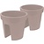 Merkloos Set van 4x stuks kunststof balkon plantenpotten/bloempotten taupe 28 x 25 cm - Reling/hang bloempot