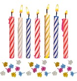Merkloos Gekleurde Verjaardag kaarsjes - 24 stuks met taarthouders - Multicolor - 5.5 cm