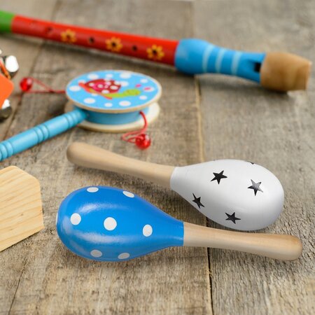 Relaxdays Relaxdays speelgoed sambaballen - set van 2 - houten maracas - muziekspeelgoed kinderen