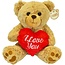 Paws Knuffel beertje - I Love You - rood hart 26 cm - lichtbruin
