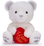 Bailey Bear knuffel beertje - I Love You - rood hartje 22 cm - wit