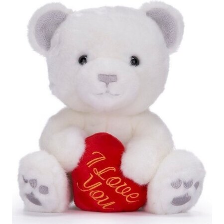 Bailey Bear knuffel beertje - I Love You - rood hartje 22 cm - wit