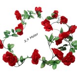 Home Bloemen slinger Fiets - Bloemenstreng voor Fietsmand of Stuur - Kunstbloemen - 290 CM Rood