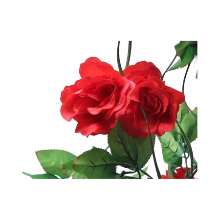 Home Bloemen slinger Fiets - Bloemenstreng voor Fietsmand of Stuur - Kunstbloemen - 290 CM Rood