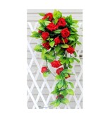 Home Bloemen slinger Fiets - Bloemenstreng voor Fietsmand of Stuur - Kunstbloemen - 290 CM Rood