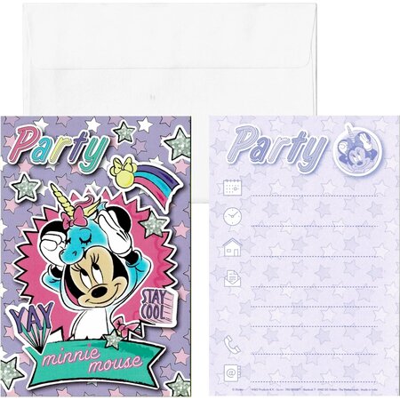 Disney Disney Uitnodiging Met Envelop Minnie Mouse 14,5 Cm 5 Stuks