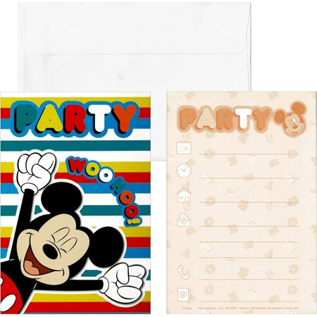 Disney Disney Uitnodiging Met Envelop Mickey Mouse 14,5 Cm 5 Stuks