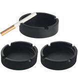 Merkloos Siliconen ronde asbak -  Ash Tray - Sigarettenhouder - Set van 3 zwarte - Ø 8.5 cm