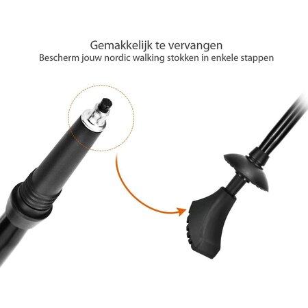 Merkloos Nordic Walking Doppen - 1 Paar - Variant 2 - Universeel - Wandelstok Voetjes - Zwart - Set van 2