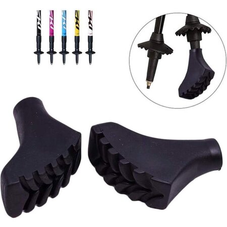 Merkloos Nordic Walking Doppen - 1 Paar - Variant 2 - Universeel - Wandelstok Voetjes - Zwart - Set van 2