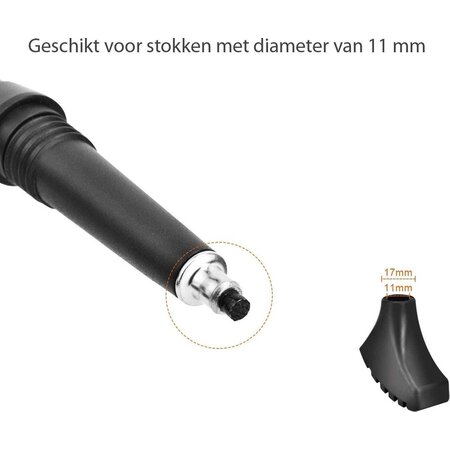 Merkloos Nordic Walking Doppen - 1 Paar - Variant 2 - Universeel - Wandelstok Voetjes - Zwart - Set van 2