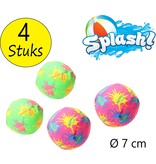 Merkloos Splash Waterballen 4 Stuks 7cm – Zomerbal van Polyester – Stressbal – Splash Ball – Groen Roze