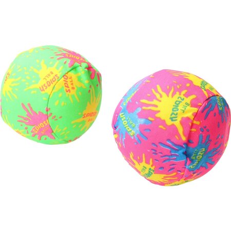 Merkloos Splash Waterbal 10cm 2 stuks – Zomerbal van Polyester – Stressbal – Splash Ball – Groen, Roze