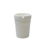 Merkloos Auto/strand/tuin asbak met deksel - kunststof - Wit - 11 x 8 cm