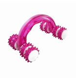 Merkloos Massage roller met 8 wielen en stekels - Voor armen, benen en lijf - Roze