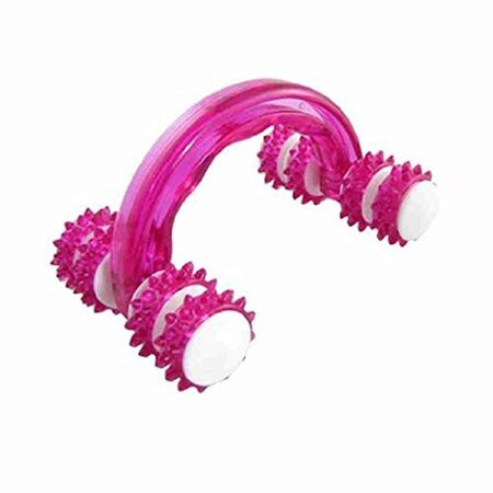 Merkloos Massage roller met 8 wielen en stekels - Voor armen, benen en lijf - Roze