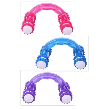 Merkloos Massage roller met 8 wielen en stekels - Voor armen, benen en lijf - Roze