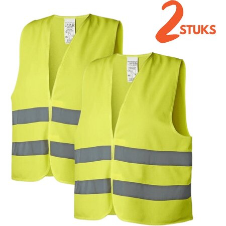 Merkloos Geel Veiligheidshesje met Reflectie - 2 Stuks - Veiligheidsvest - Reflectievest