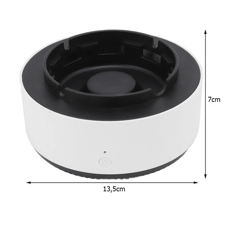 Merkloos Ronde Asbak Met Luchtreiniger - Asbak Met Afzuiging - Rookloze Asbak - Elektrische Asbak - Muisstil - Wit